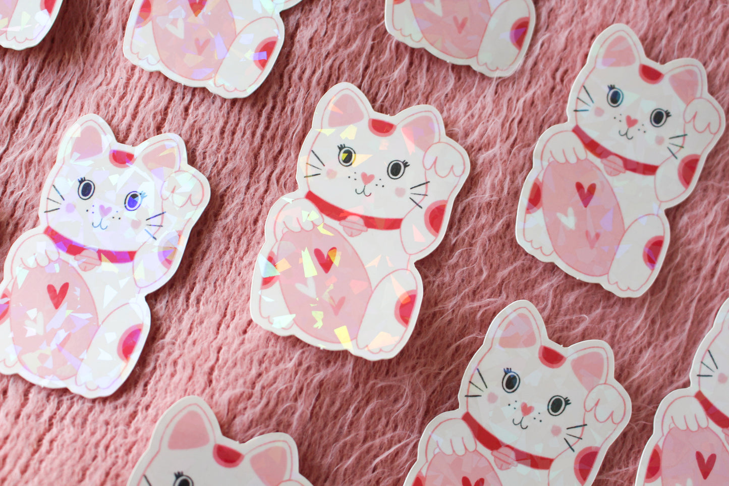 Lucky Cat Vinyl Sticker - Valentines