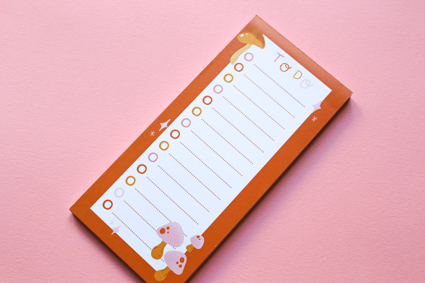 *Seconds* Mushroom To Do List DL Notepad  - Colourful Stationery, Organisation