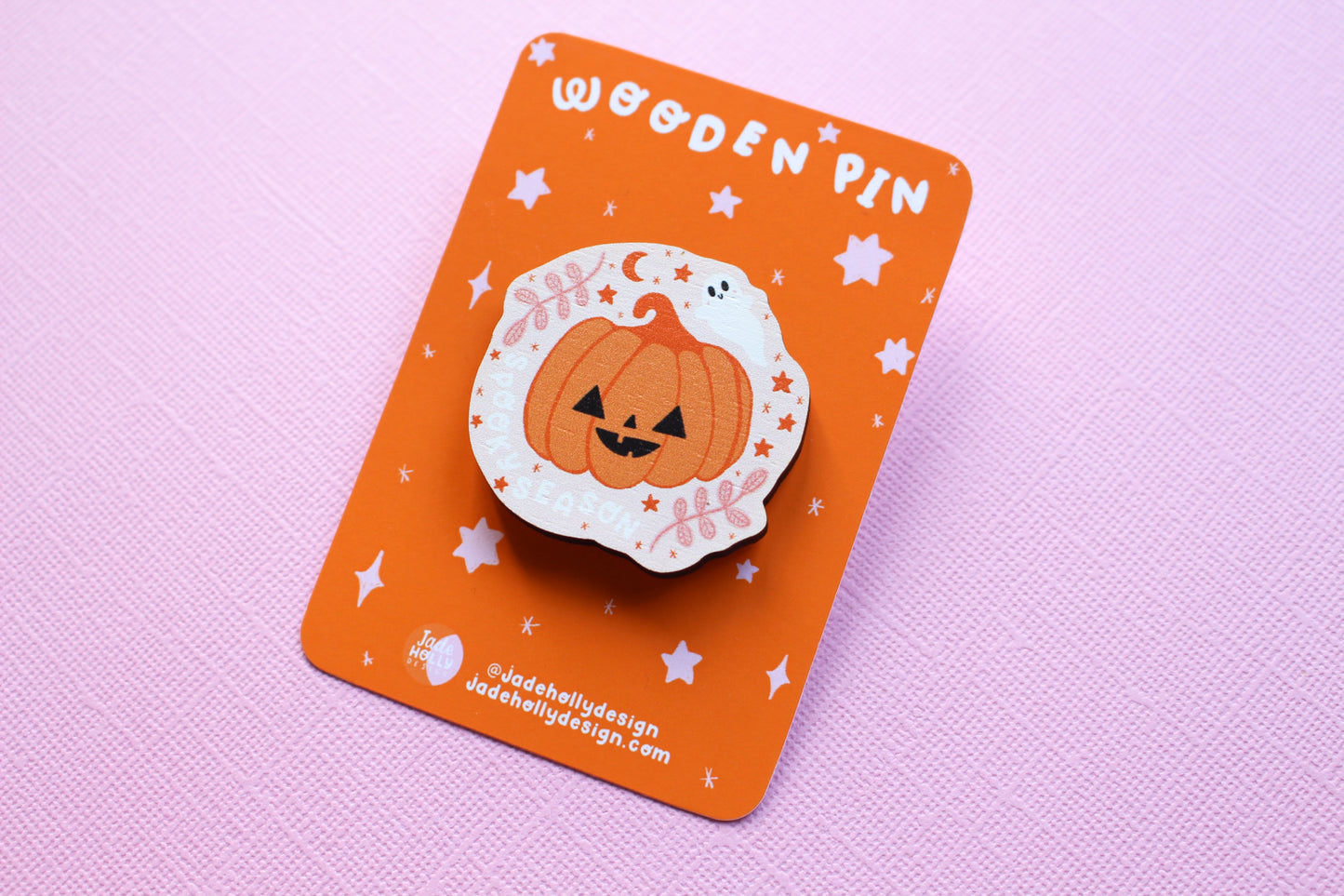 Wooden Pumpkin Pin Badge
