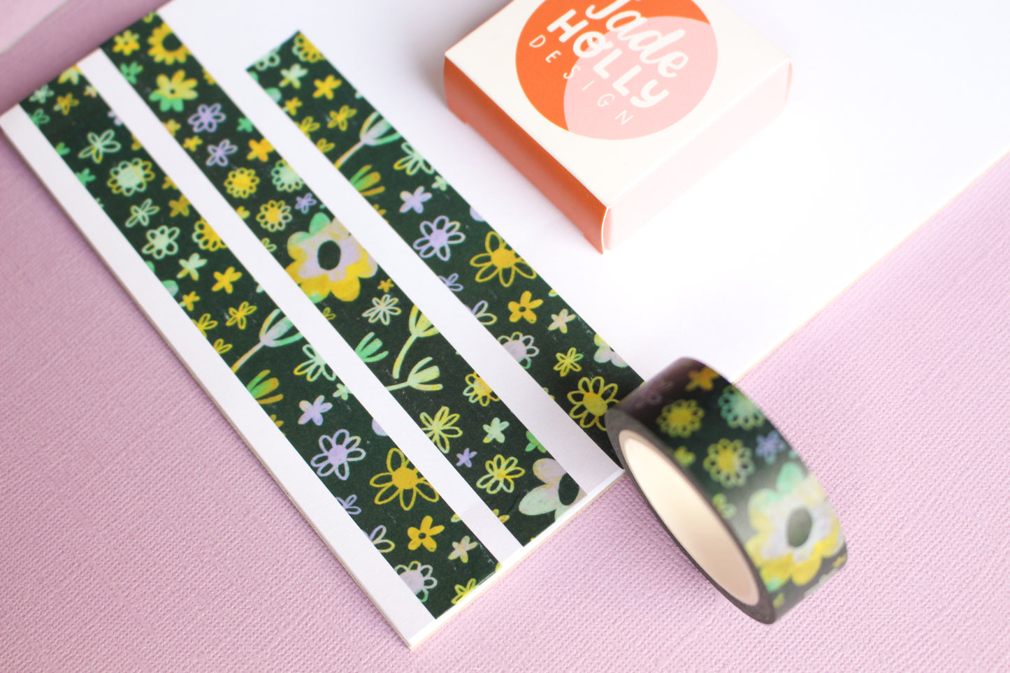 Green Floral Scribble Washi Tape