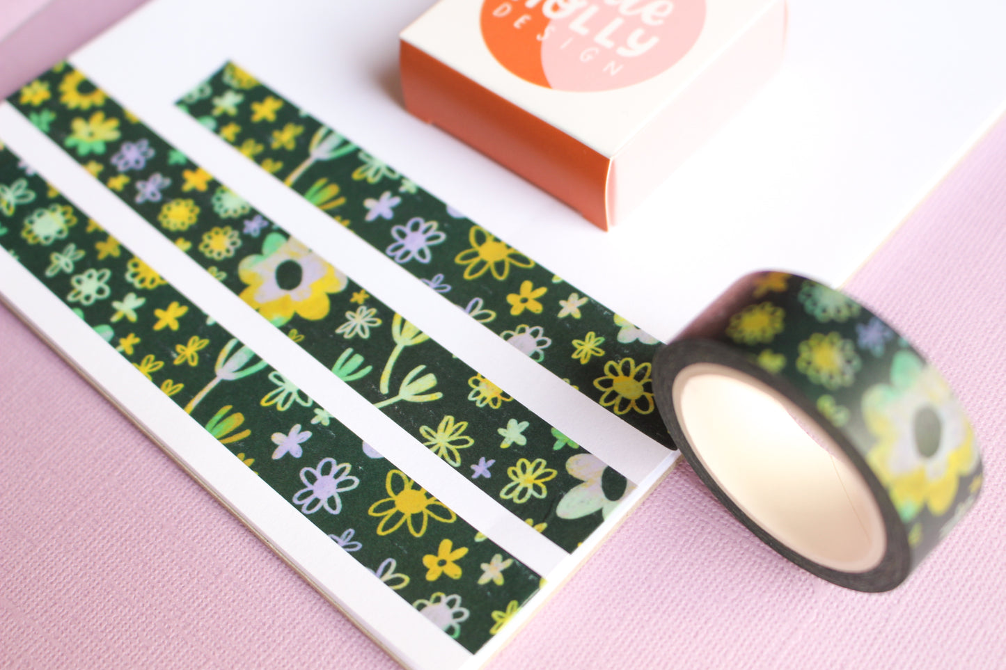 Green Floral Scribble Washi Tape