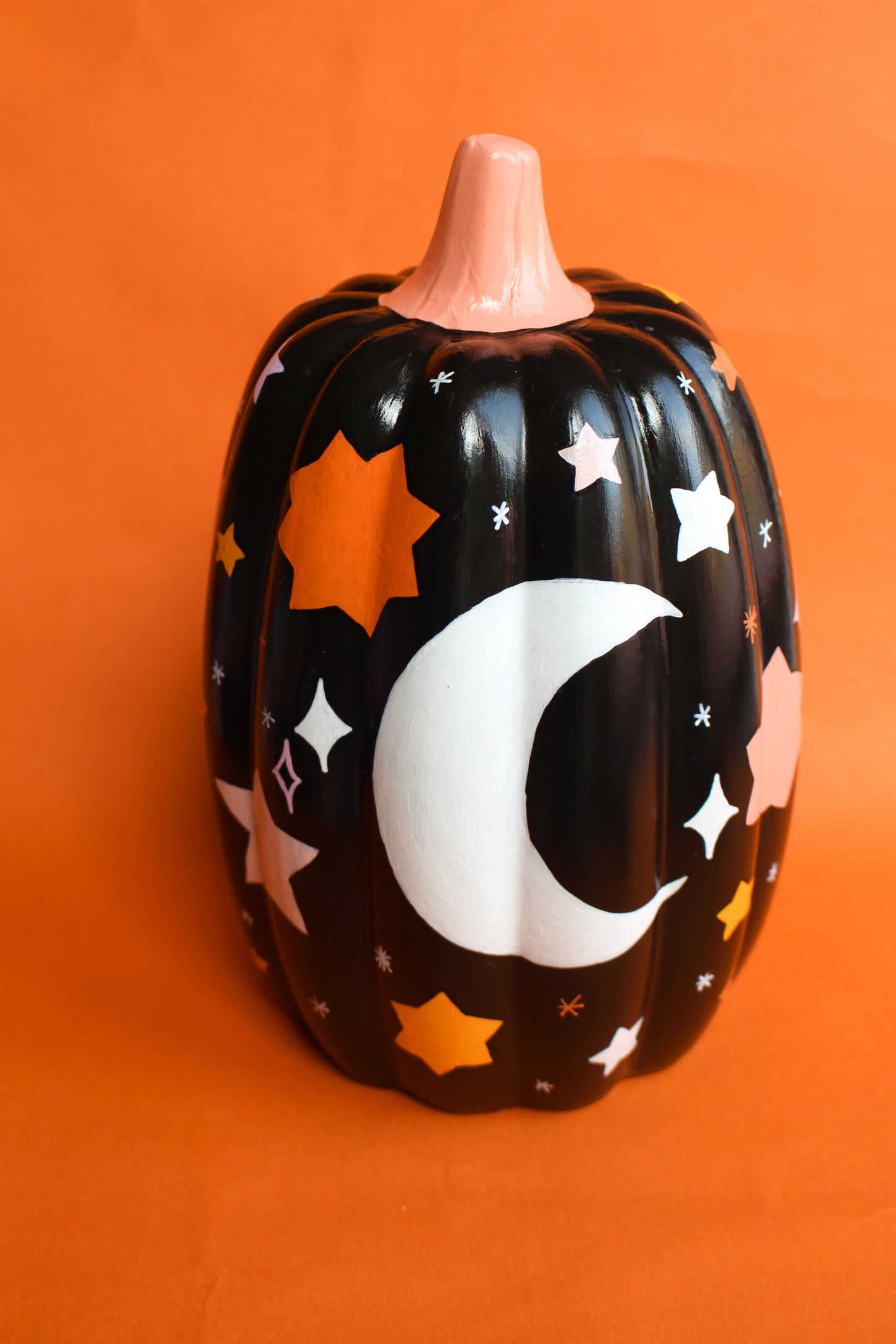 Tall Moon & Stars Ceramic Pumpkin