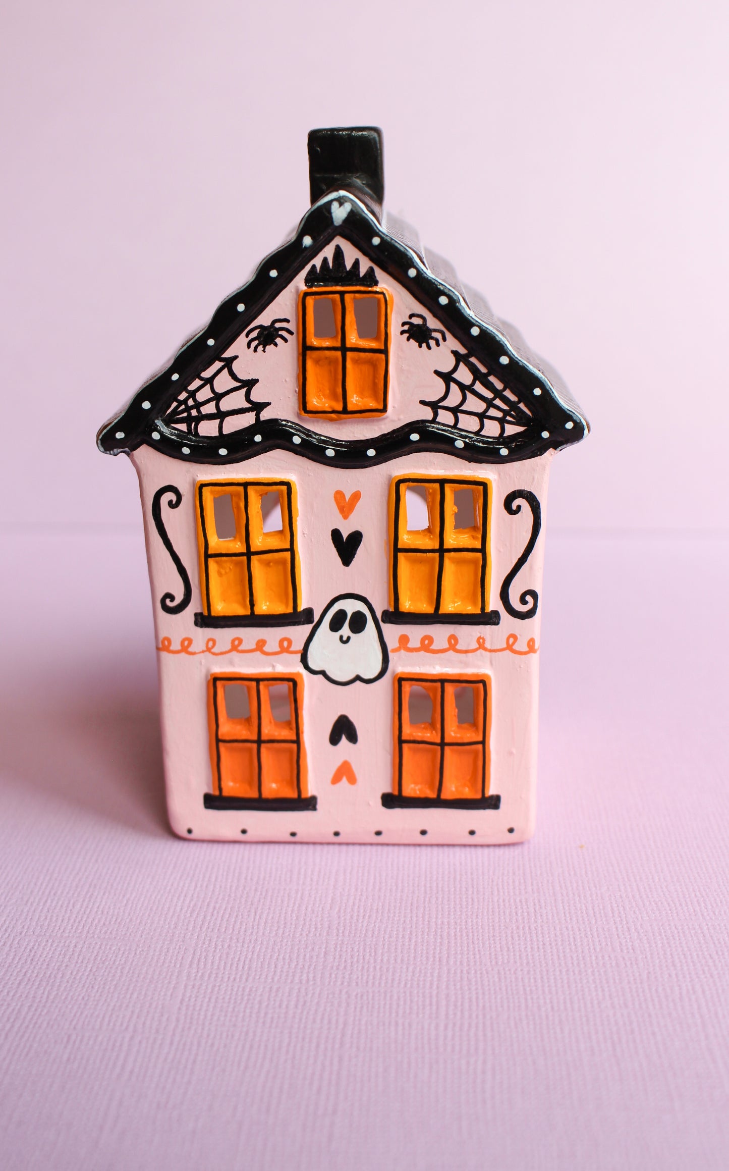 Ceramic Tealight House - Pink Ghost