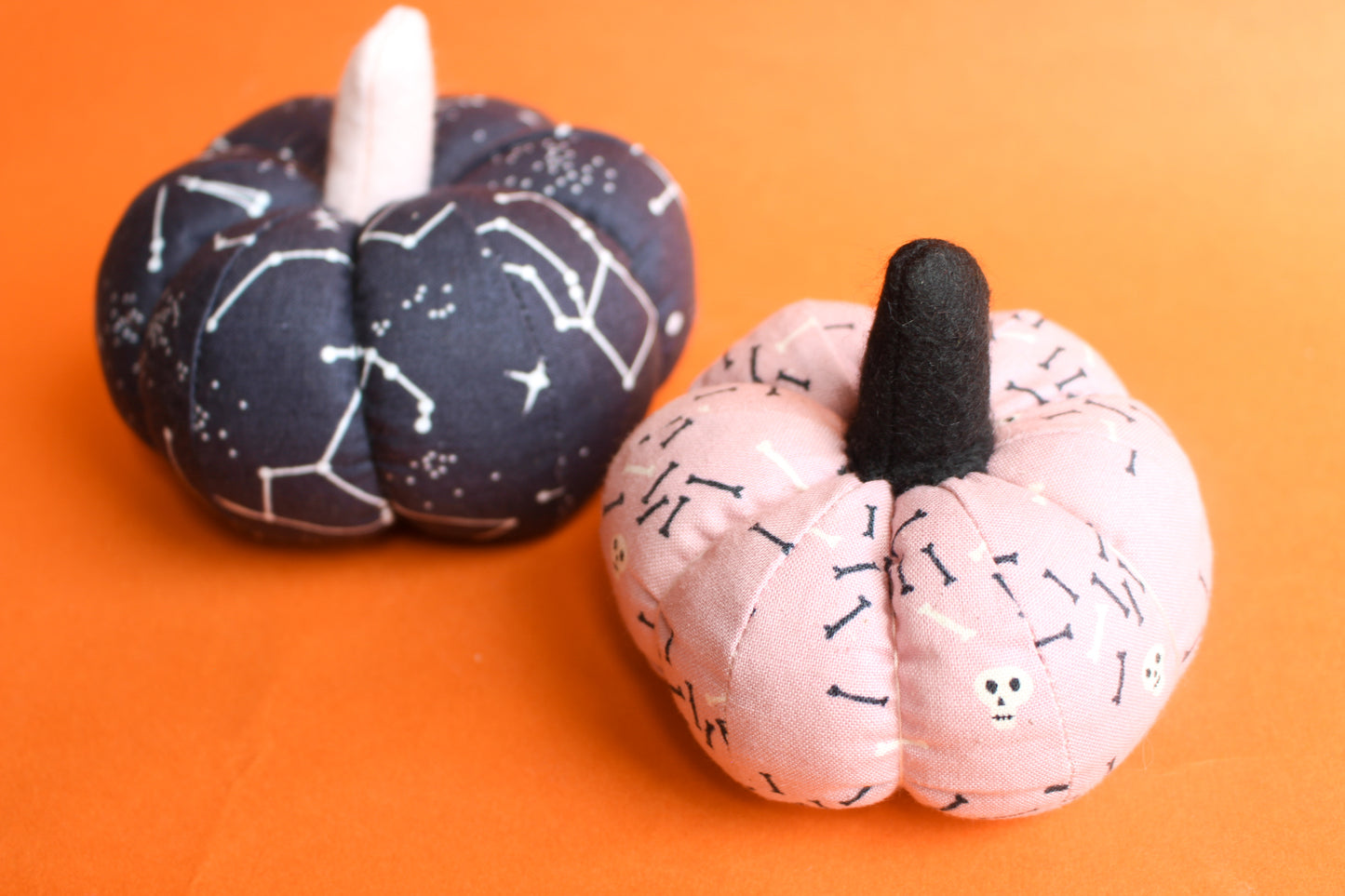 Handmade Fabric Pumpkin Set of 2 - Constellations & Skulls