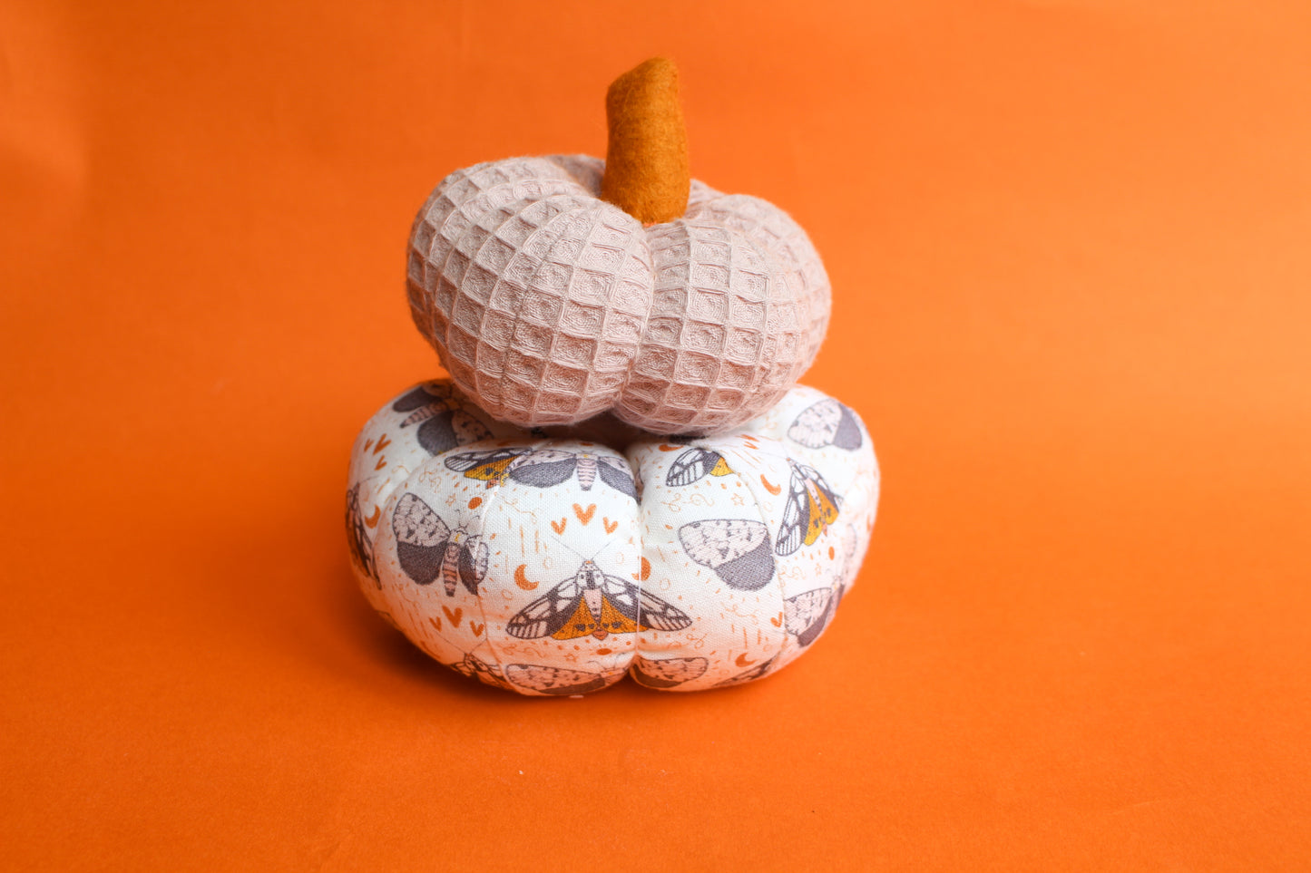 Handmade Fabric Pumpkin Set of 2 - Moths & Pink