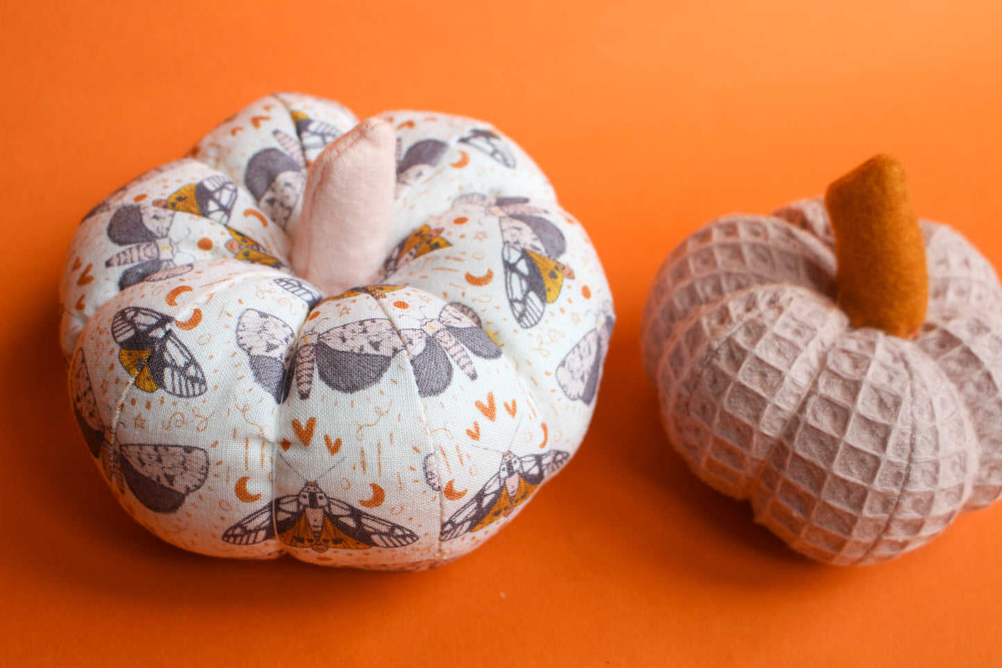 Handmade Fabric Pumpkin Set of 2 - Moths & Pink