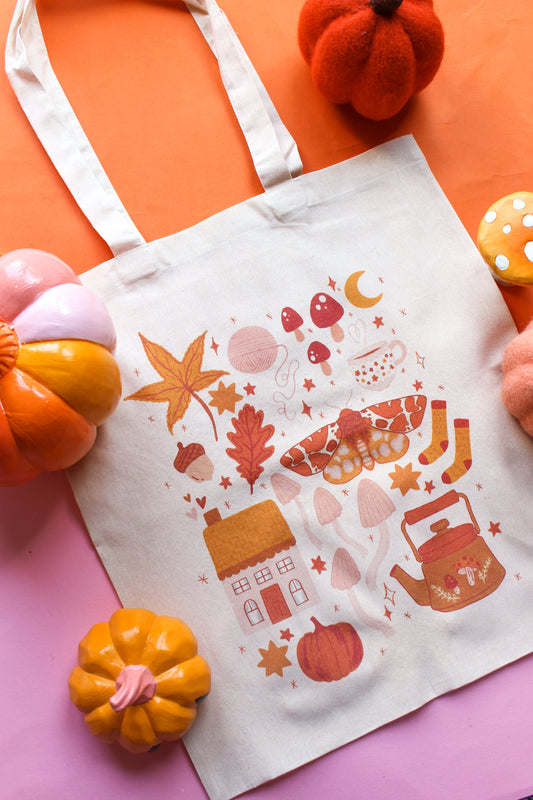Autumn Things Cotton Tote Bag