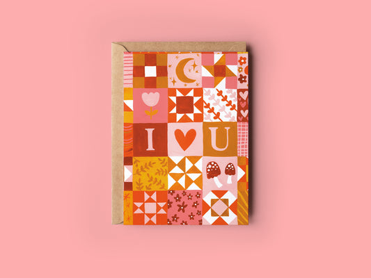 Patchwork 'I Love You' Card - Valentine's, Anniversaries, Love