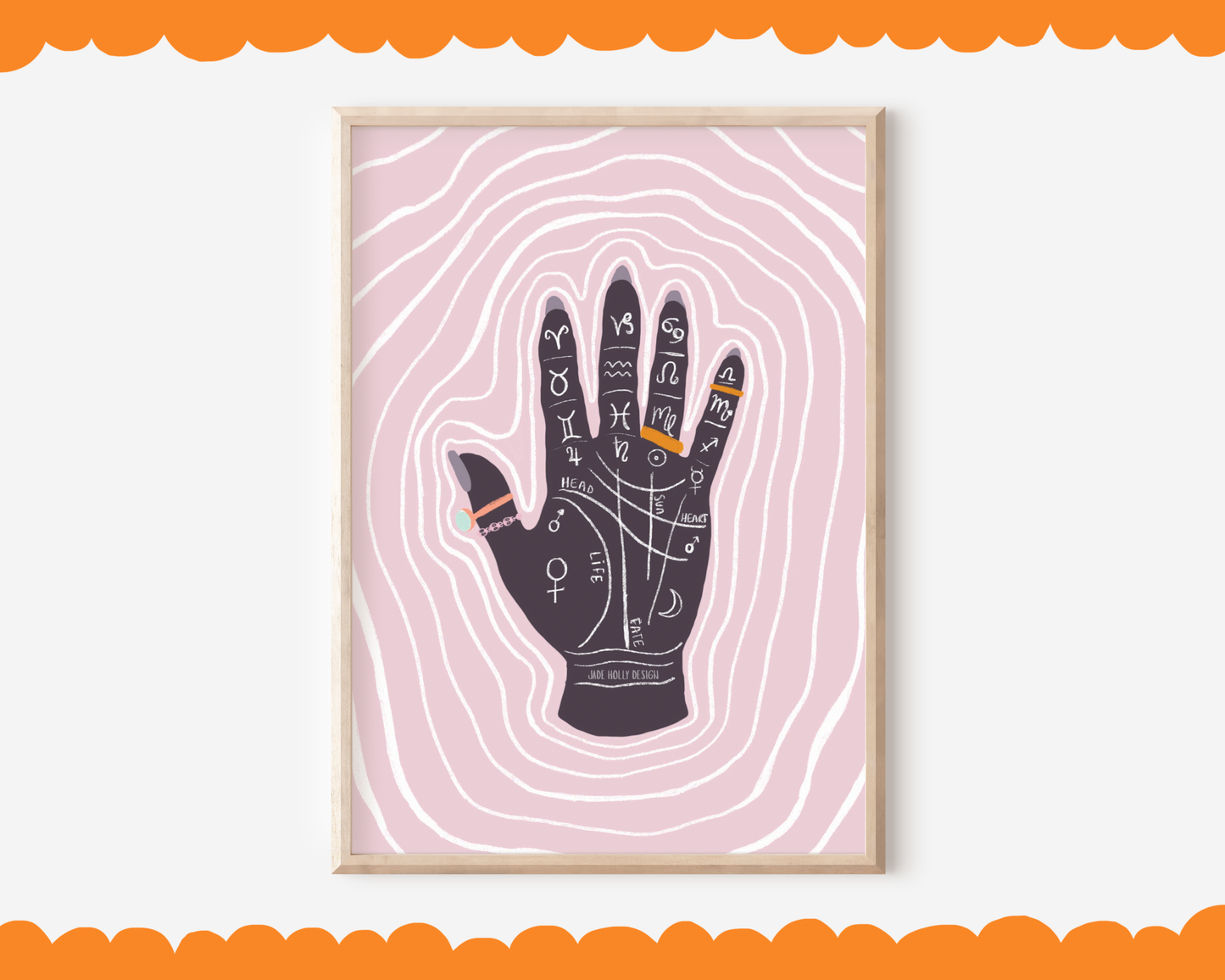 Palmistry Hand Fate Art Print - Halloween - A5