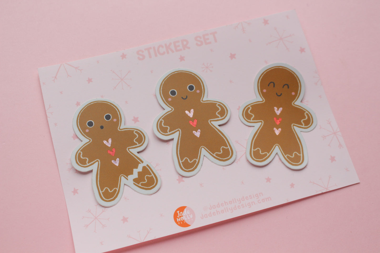 Gingerbread Glitter Vinyl Sticker Pack - Christmas Gifting, Festive, Christmas Crafts