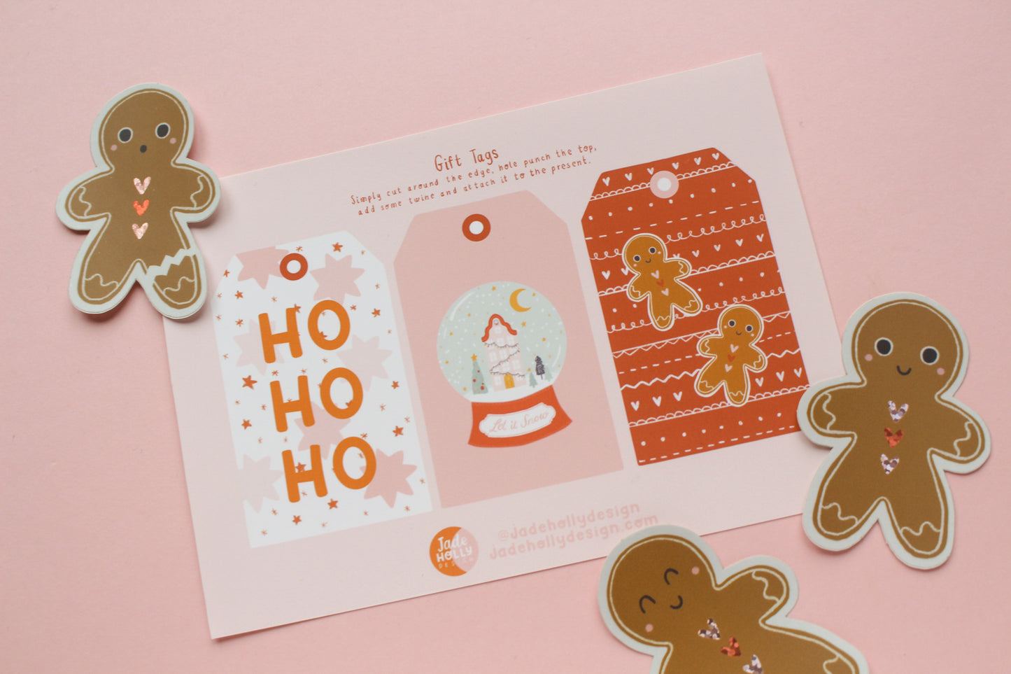 Gingerbread Glitter Vinyl Sticker Pack - Christmas Gifting, Festive, Christmas Crafts