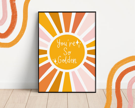 HS You're So Golden Print  - Quote Art, harry's house, love on tour