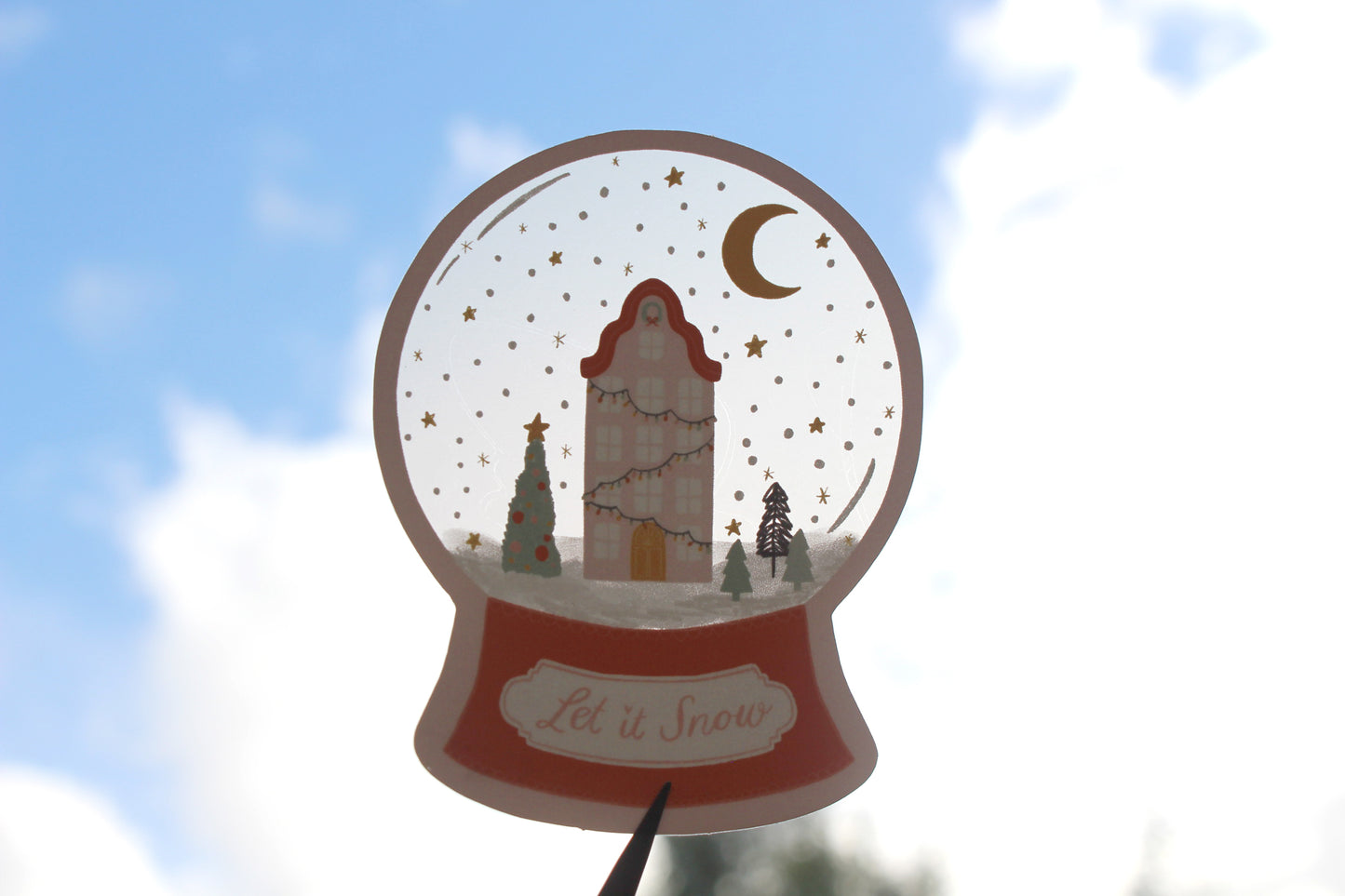 Snow Globe Christmas Sticker - Matte Clear